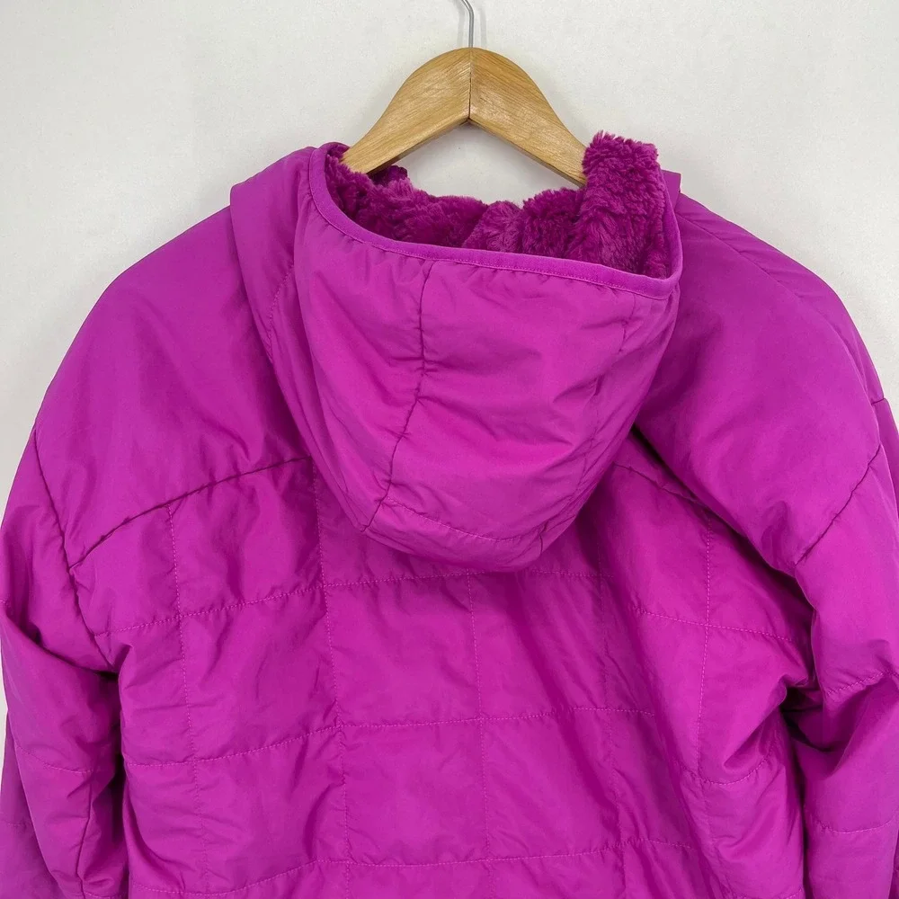 The North Face Girls Purple Quilted Hooded Reversible Jacket Size Large 12